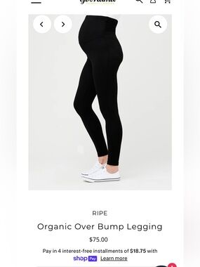Ripe Organic Over Bump maternity Leggings — Black